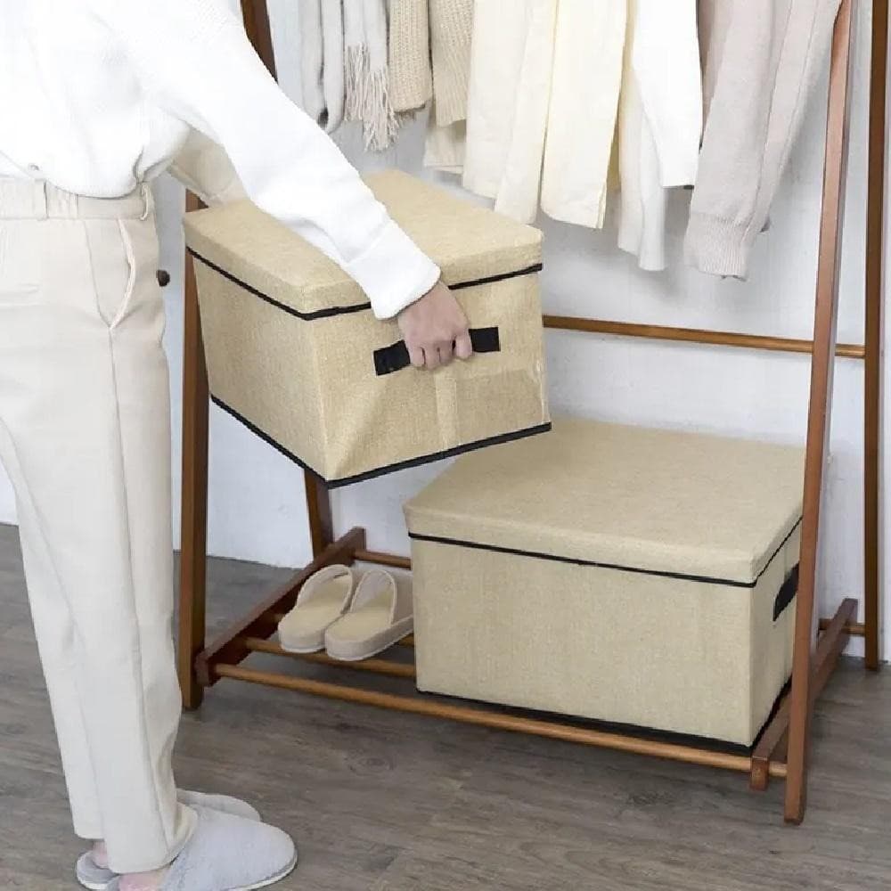 Caixa Organizadora Dobrável Guarda Roupa Lençol Toalha Empilhável com Tampa
