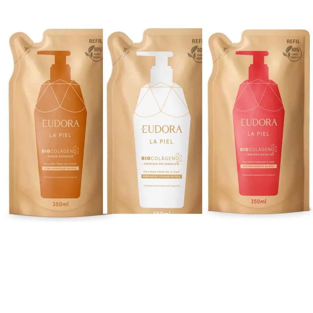 Refil Hidratante Desodorante Corporal La Piel  350ml Âmbar Dourado,  Tâmaras egípcias ou Cristais do Himalaia -escolher