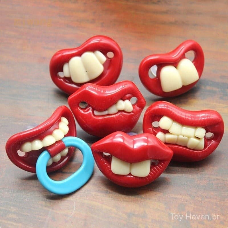 Chupeta Engraçada para Bebê Silicone Flexível e Dentes de Mamadeira Falsos para Bebês XLVK