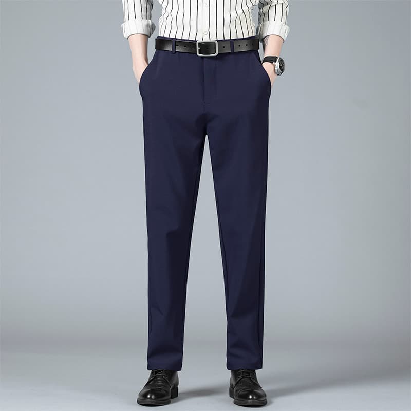 Verão estilo fino azul marinho calças de negócios masculino fino-ajuste profissional Formal Wear terno reto calças compr