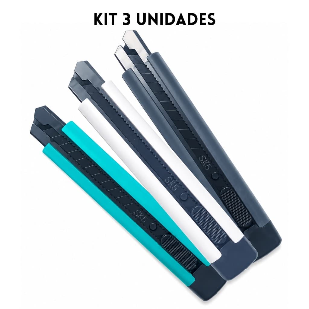 Kit 3 Estiletes 18mm Lamina SK5 ABS Profissional 3 Laminas Lotus 1870