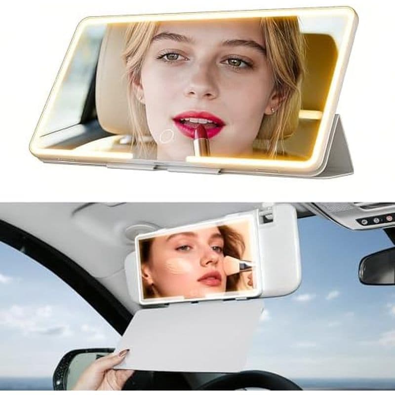 Espelho De Viseira Solar Para Carro Com Sensor Inteligente-Maquiagem Regulável Recarregável 78 Luzes LED & amp ; Capa Pr