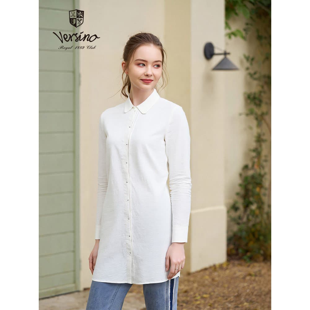 Versino versino camisa feminina branca verão novo estilo camisa de manga comprida feminina Commuter confortável All-Matc