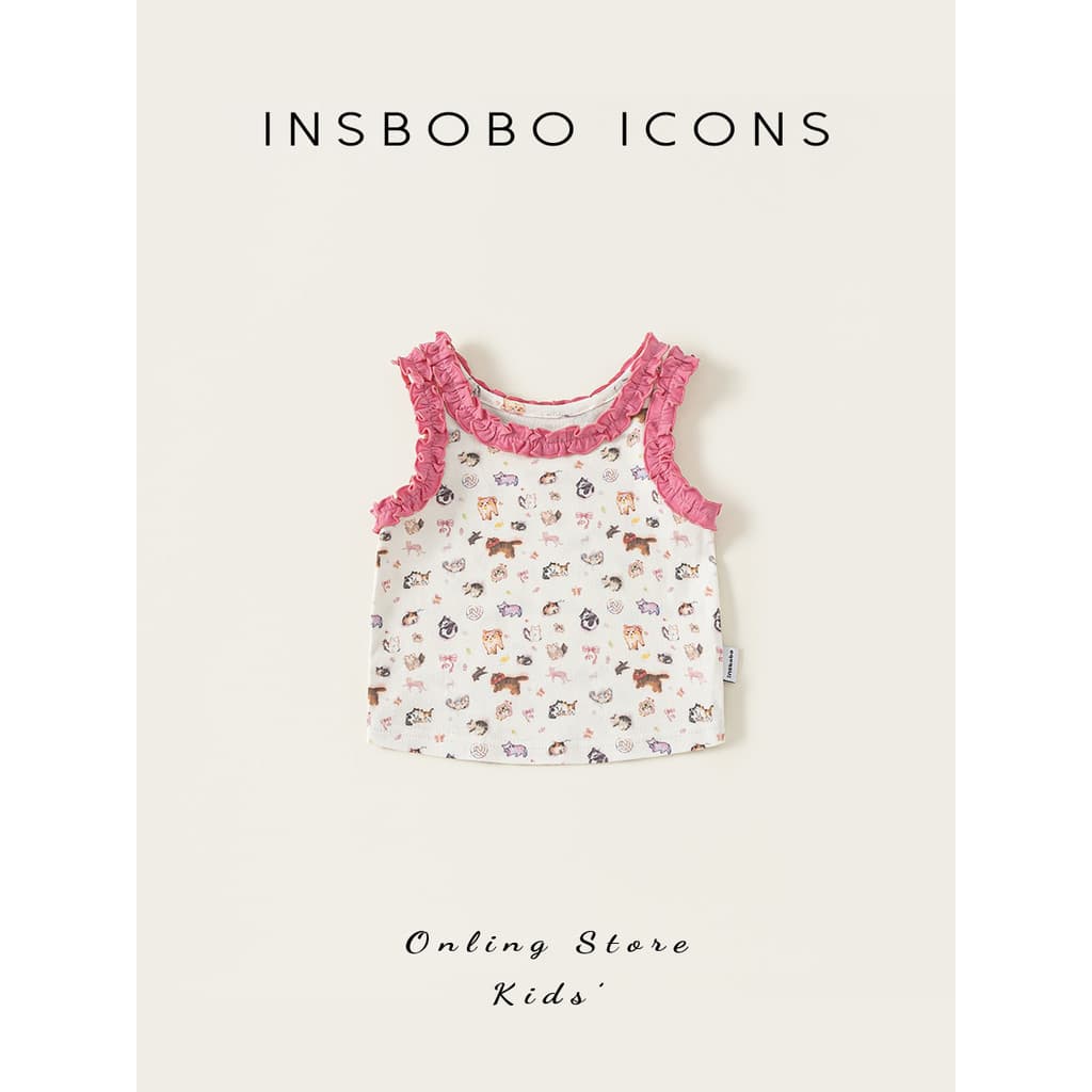 INSbobo meninas colete 2026 verão novo estilo bebê menina bonito estilingue crianças sem mangas topo bonito vestido de v