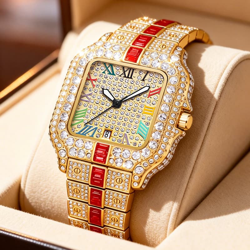 Relógio relógio masculino feminino cheio de diamantes diamantes Hip-Hop relógio de quartzo masculino feminino relógios d