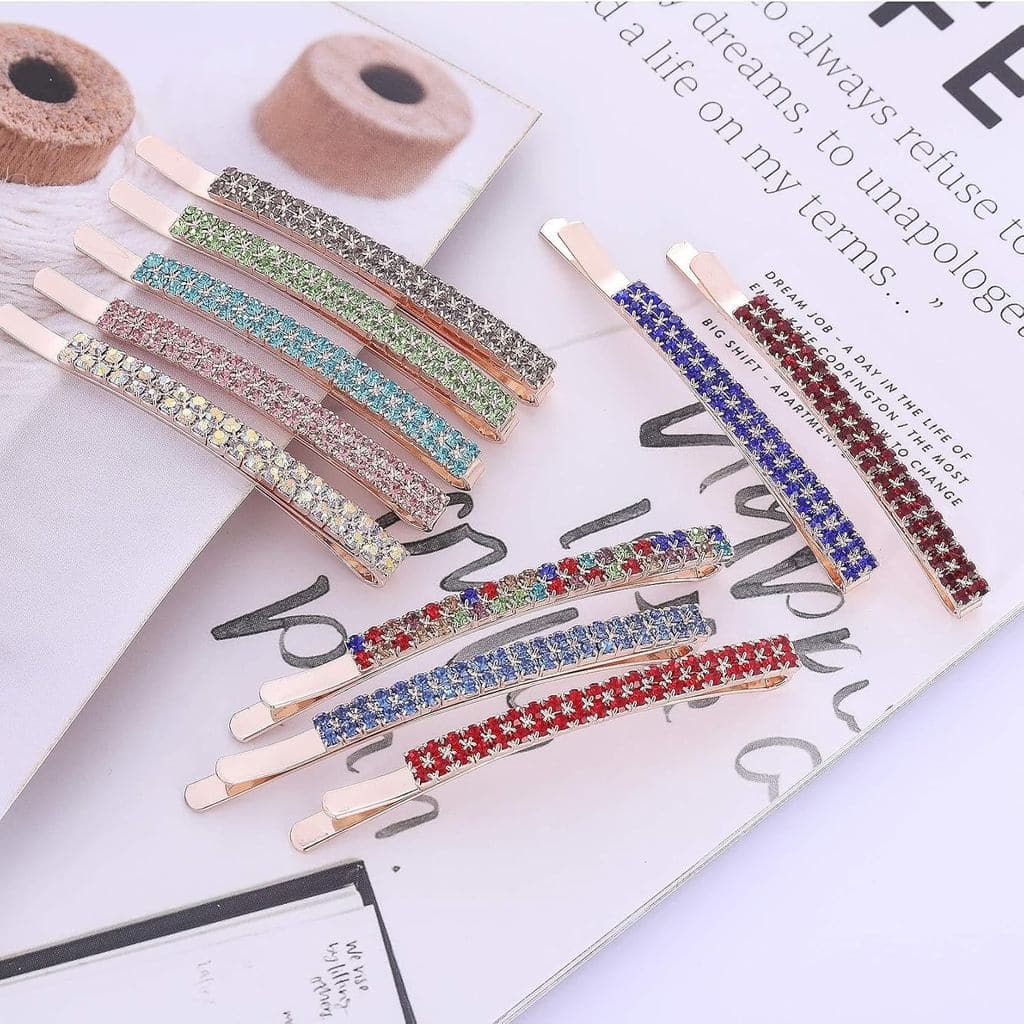 Conjunto de 4 peças de presilhas de cabelo de cristal, presilhas de cabelo com duas fileiras de strass, presilhas de cab