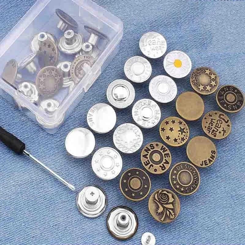 10 Peças Botão Para Substituição De Jeans 17mm Kit De Reparo De Metal Sem Costura Conjunto De Botões Removíveis