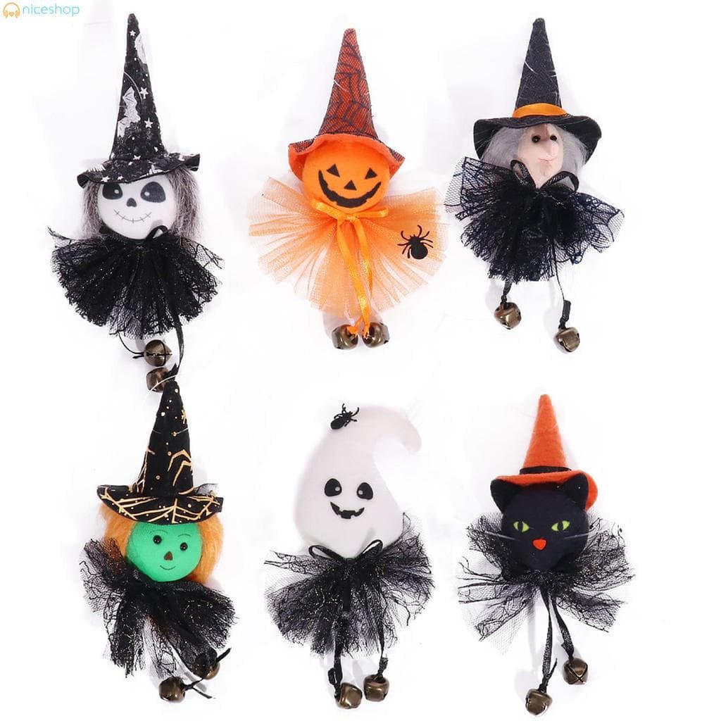 6 Peças Pingente De Boneca De Halloween Com Chapéu De Bruxa Mini Gnomo De Abóbora Fofo Para Lareira Casa