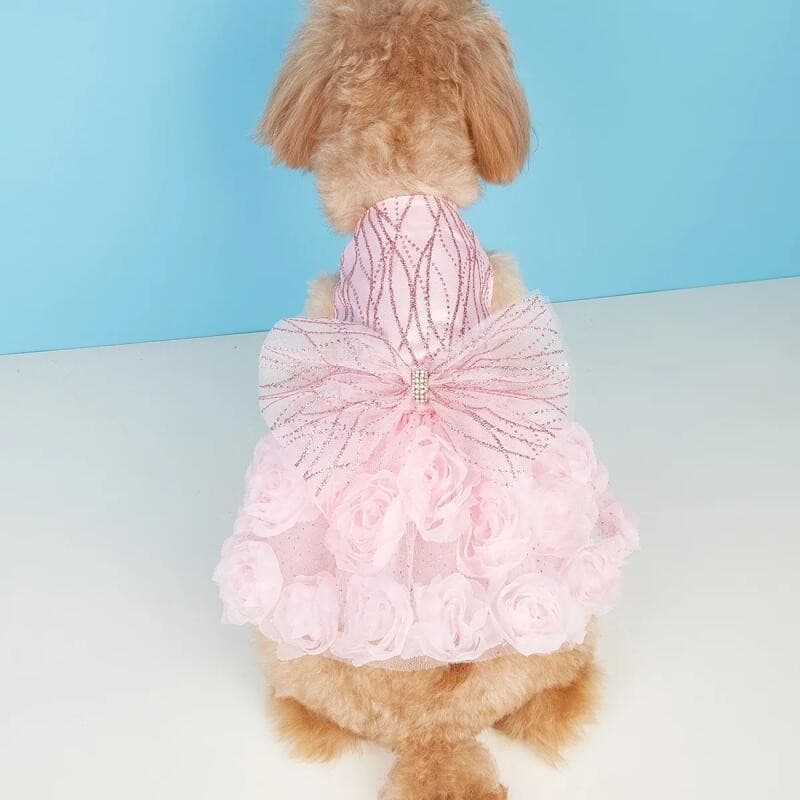Vestidos Elegantes para Casamento de Animais de Estimação, Roupas para Cães, Vestidos de Gato com Lantejoulas Rosa, Vest