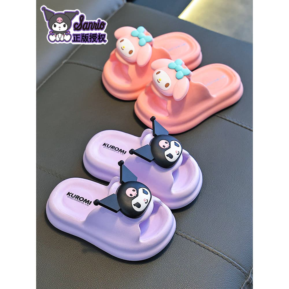 Sanrio Kuromi verão crianças chinelos de banheiro meninas pai-filho antiderrapante meninas médio pequeno crianças banho