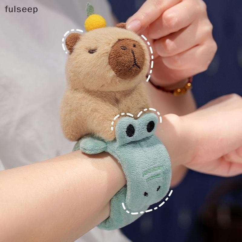 [fulseep] Adorável Animal Tapa Snap Wrap Pulseira Para Meninas Bonito Dos Desenhos Animados Capivara Cão Gato Anel De Mã