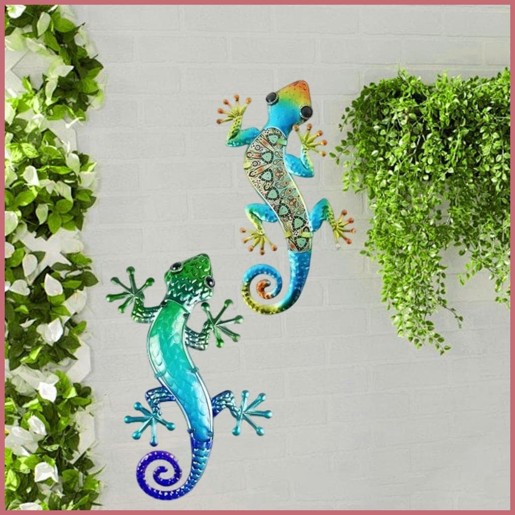 Gecko Decoração De Parede Ao Ar Livre Lagarto Enforcamentos Escultura Colorido Anti-Desbotamento Estatuetas De Animais E