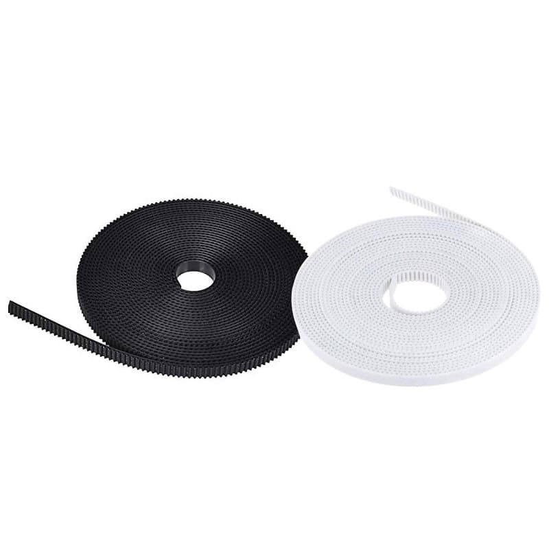 Correia Síncrona 2GT-6 de Poliuretano Branca e Preta 10mm, Correia de Transmissão PU Aberta para Impressora 3D, Acessóri