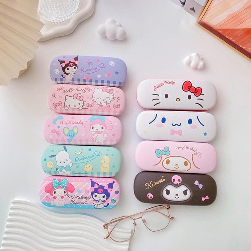Estojo para óculos Sanrio Hello Kitty Cinnamoroll Kuromi, adequado para guardar óculos de grau, caixa de armazenamento e