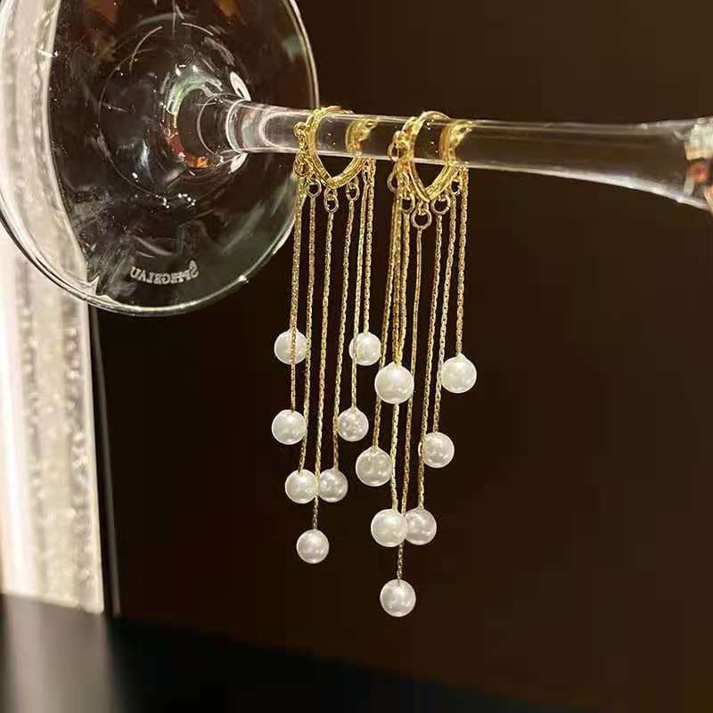 Declaração De Pérola Borla Brincos Longos Mulheres 2022 Novas Tendências De Jóias Elegante Coreano bijoux Atacado