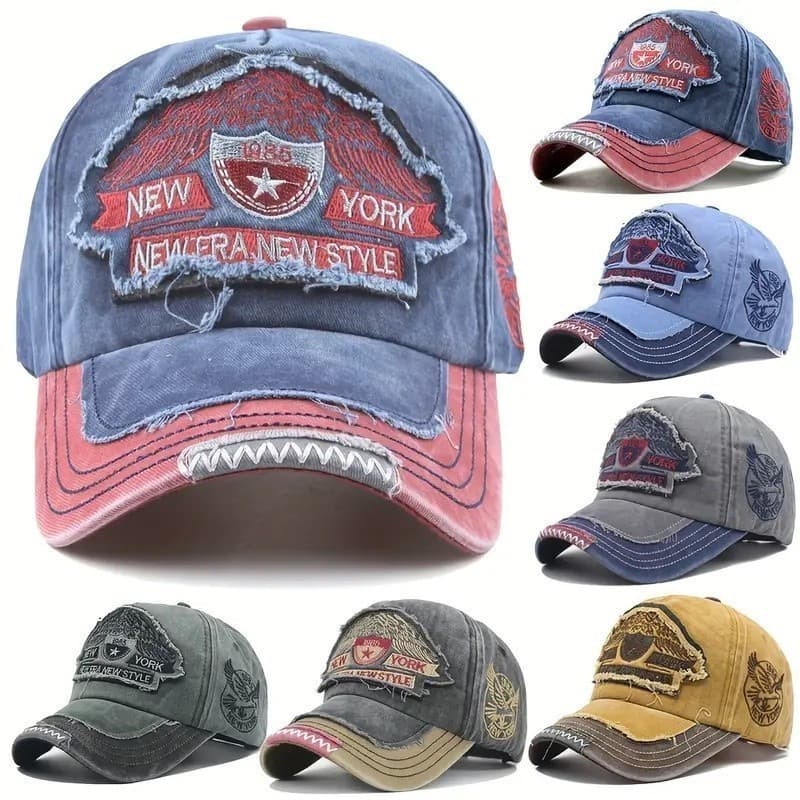 Boné de Beisebol Masculino de Algodão, Estilo Vintage, Bordado "New York", Boné Snapback, Boné Casual de Verão para o So