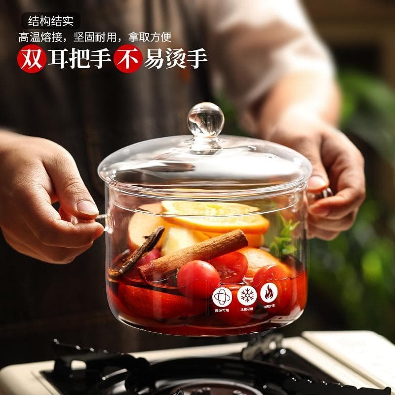 Pote de vidro de borosilicato alto pote de saúde resistente ao calor engrossado Oden guisado pote com tampa chá fazendo