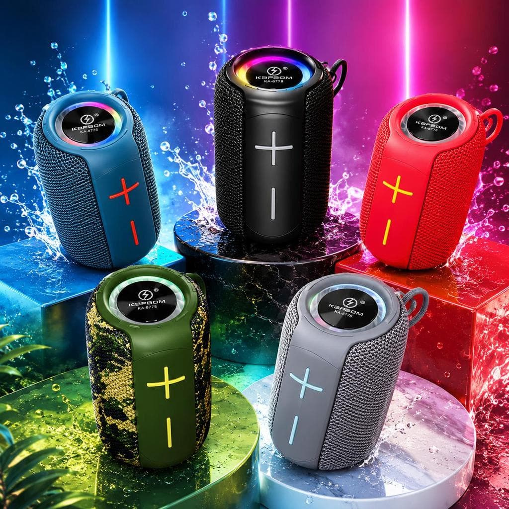 Caixinha De Som Portátil Bluetooth Resistente Água IPX6 RGB TF/USB/FM/TWS