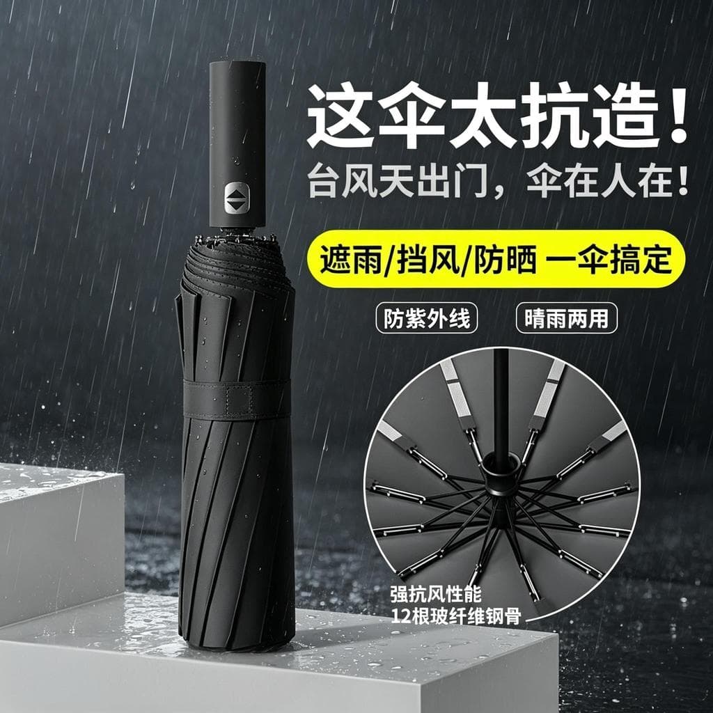 Guarda-chuva masculino tamanho grande reforçado engrossado forte resistente ao vento guarda-sol protetor solar Anti-ultr