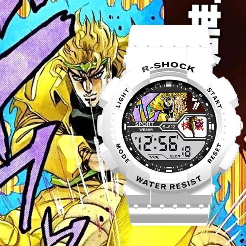 Jojo's Bizarre Adventure Relógio eletrônico infantil para estudantes do ensino médio esportivo à prova d'água com desper