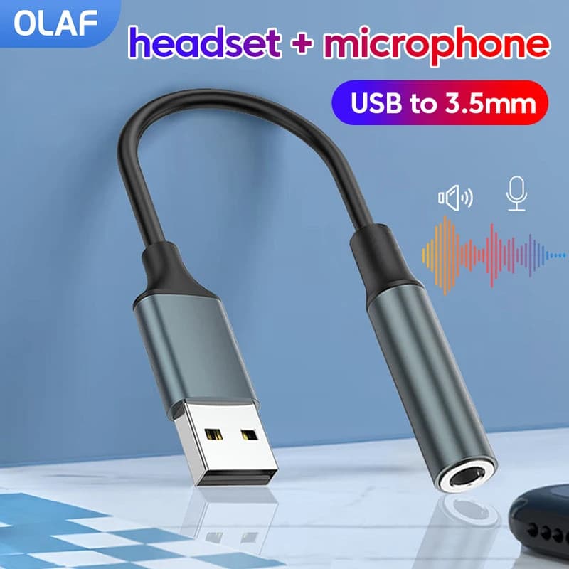 Adaptador Olaf USB para Conector de Áudio de 3,5mm Adaptador USB para Fone de Ouvido/Microfone de 3,5mm Adaptador USB pa