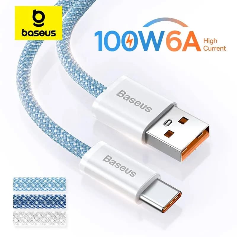 Cabo Baseus 100W USB A para USB C, Cabo de Carregamento Rápido USB-C para,,, Cabo Tipo-C USBC