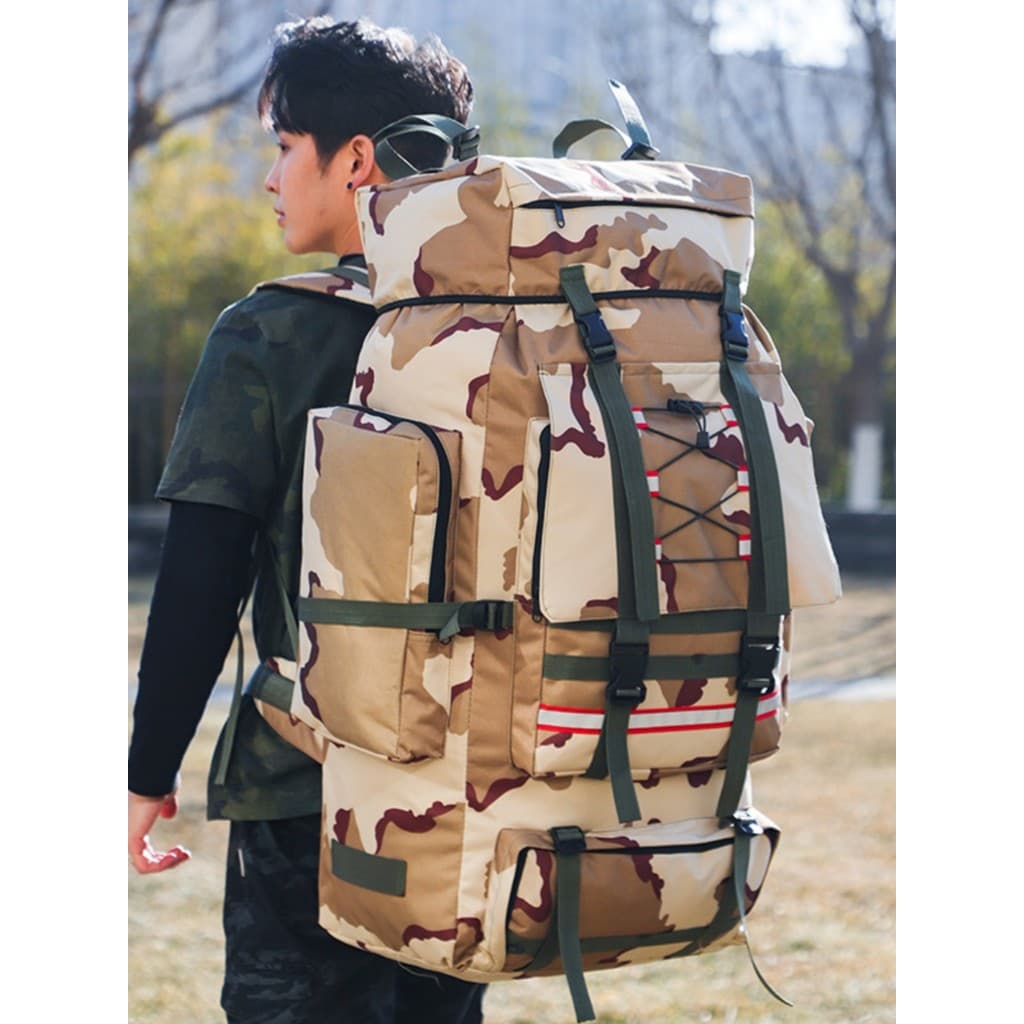 Grande capacidade 130L armazenamento de acampamento ao ar livre bagagem de longa distância passeio mochila de viagem tra