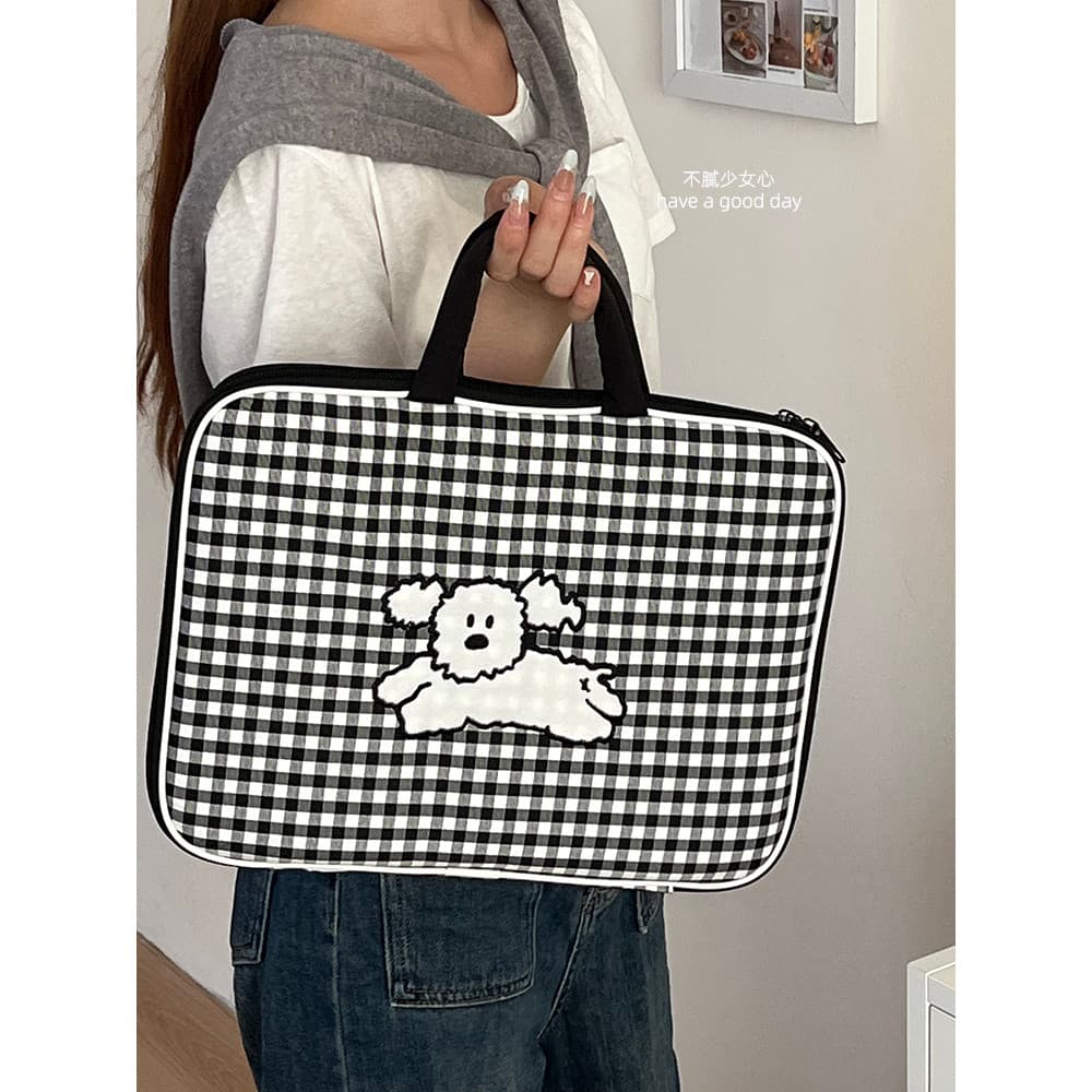 Versão coreana portátil bordado 37cm ipadpro Tablet saco de armazenamento ar computador saco 47cm Notebook caso protetor