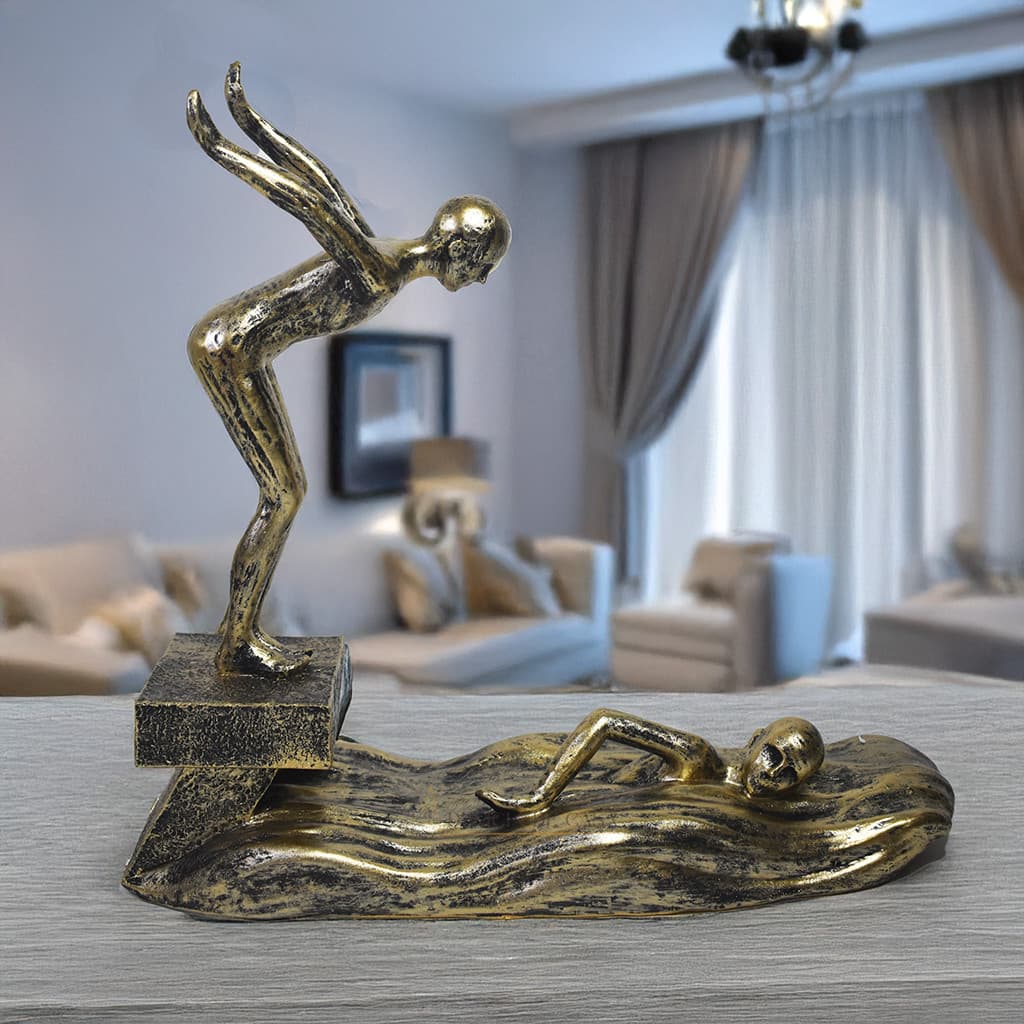 Escultura Decorativa Natação em Resina - Decoração para Sala, Casa e Quartos