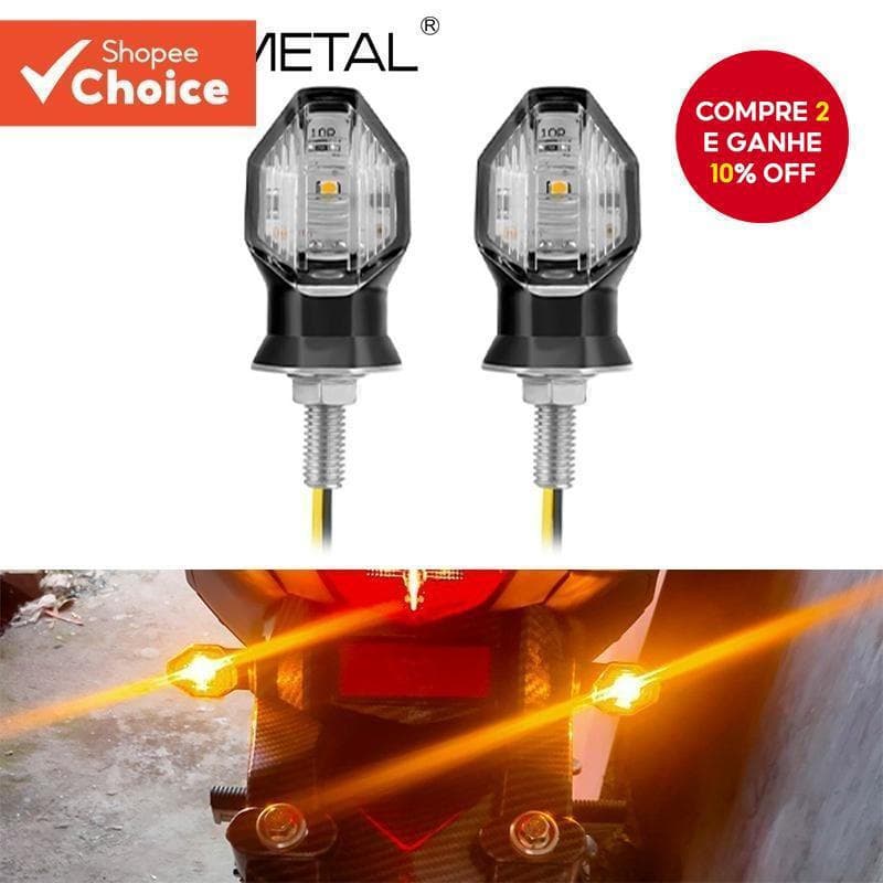 Luzes de Sinalização LED para Mini Motocicletas SEAMETAL, Pacote com 2, Sinalizadores Universais 12V Âmbar para Motos Es