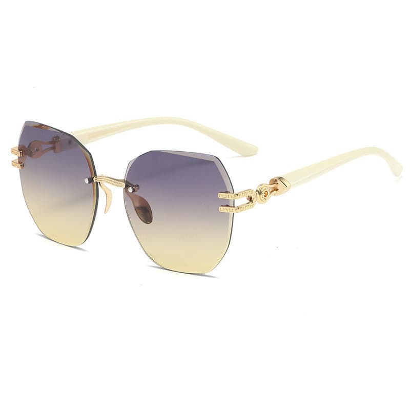 Novos Óculos de Sol Sem Armação para Mulheres, Personalizados, Ovais, de Grande Tamanho, Moda Versátil, Óculos de Sol Fe