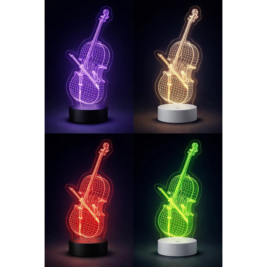 Luminária 3d Violino Abajur Led Decoração Estúdio Música Som