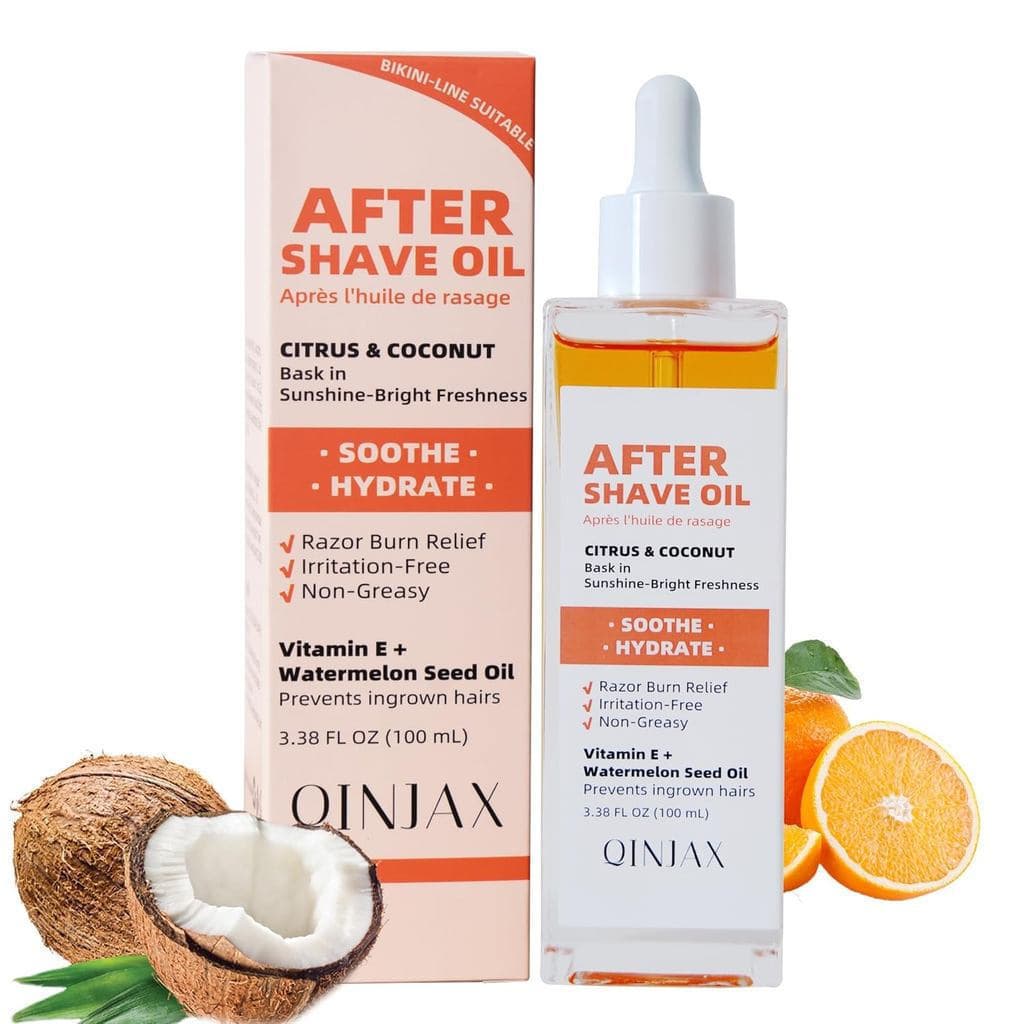 Óleo Pós-Barba - Aroma Cítrico e de Coco - Óleo Pós-Barba Feminino | Combate as erupções da lâmina de barbear e previne
