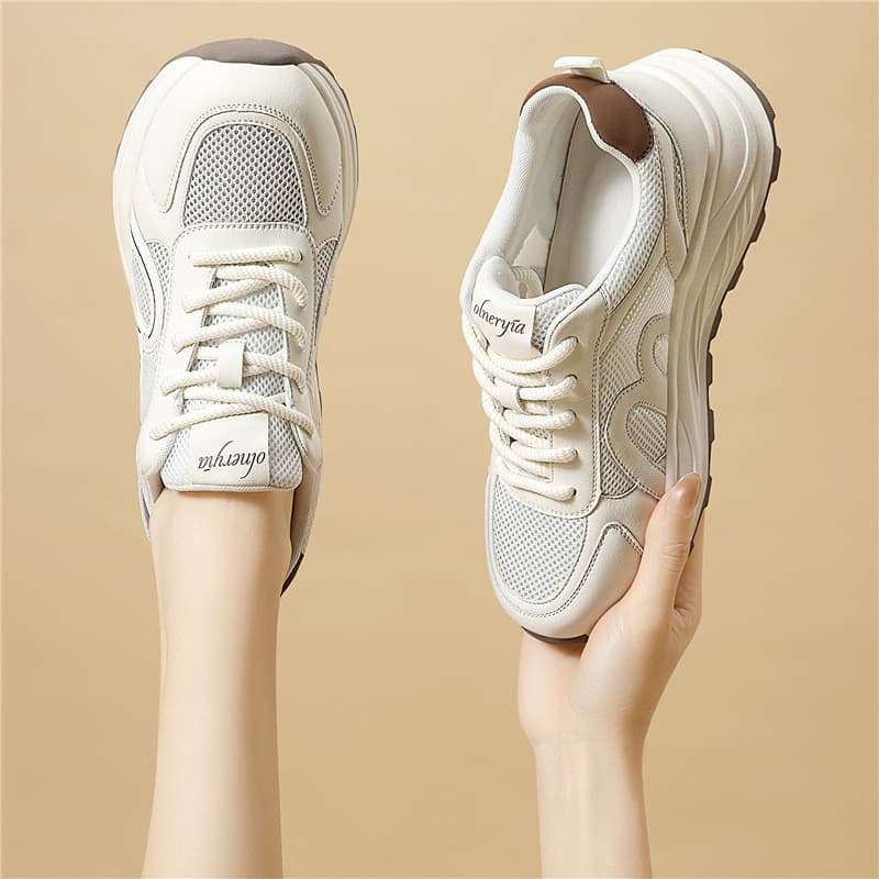 Verão sapatos esportivos casuais All-Match confortável aumentando sapatos femininos malha respirável de sola grossa Da
