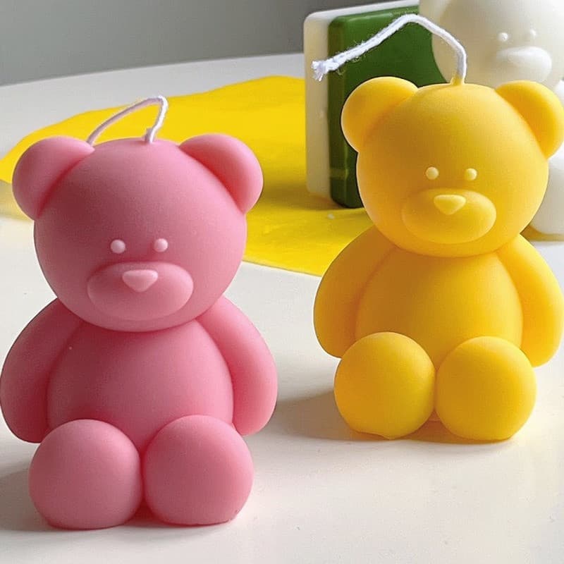 3d Bonito Dos Desenhos Animados Urso Silicone Vela Molde Resina Gesso Cubo De Gelo De Cozimento Decoração Do Quarto Fest