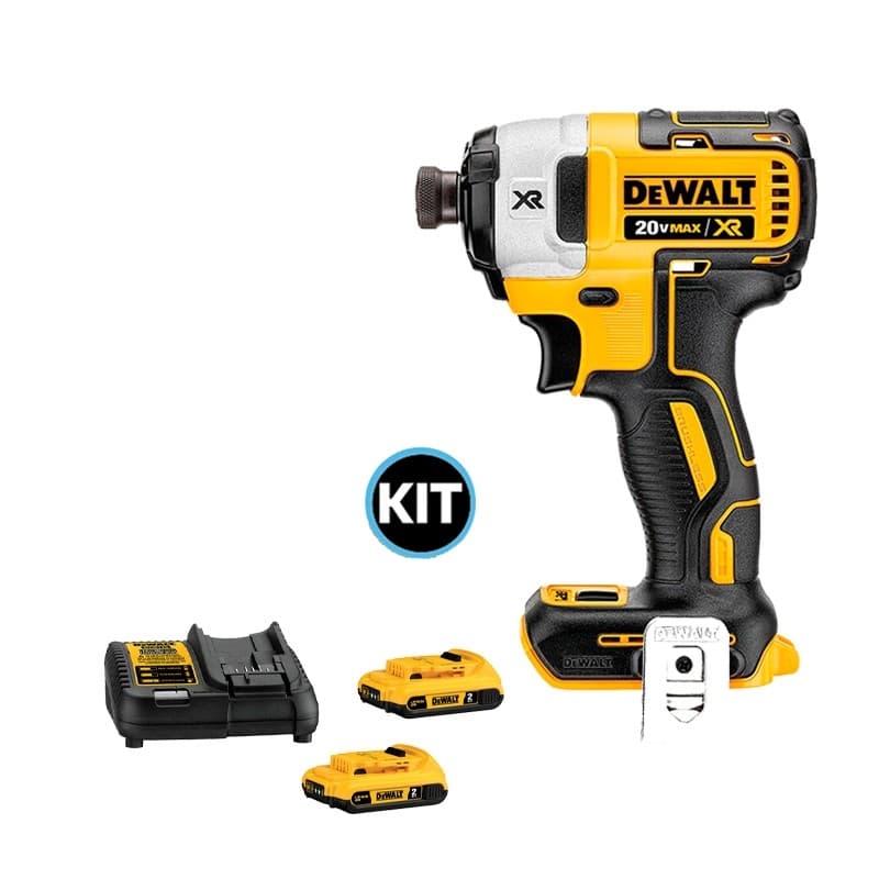 Parafusadeira de Impacto 14" a Bateria Dewalt DCF887B-B3  2 Baterias 20V 2Ah DCB203-B3  Carregador Bivolt DCB115-BR