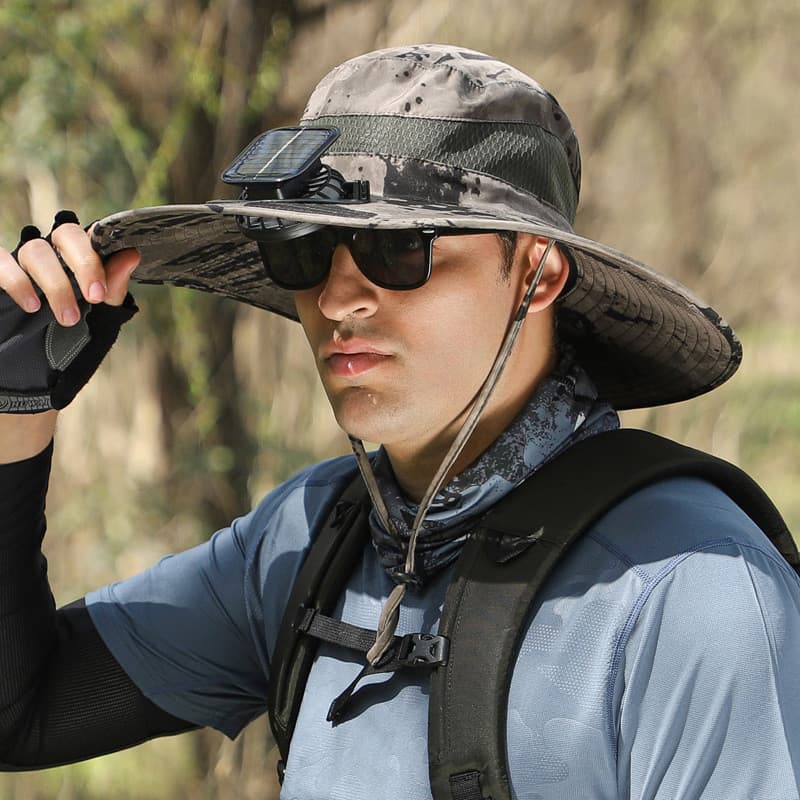 Multi-Purpose ventilador de carregamento Solar destacável alto vento chapéu de sol masculino verão ao ar livre balde cha