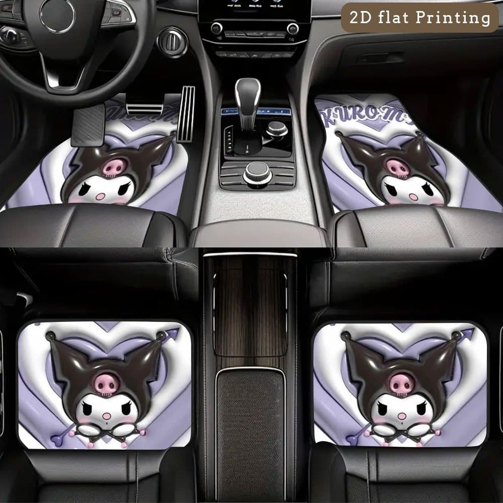 Conjunto de quatro peças Sanrio Kuromi Conjunto de almofadas para pés de carro, linda almofada para pés de carro de dese