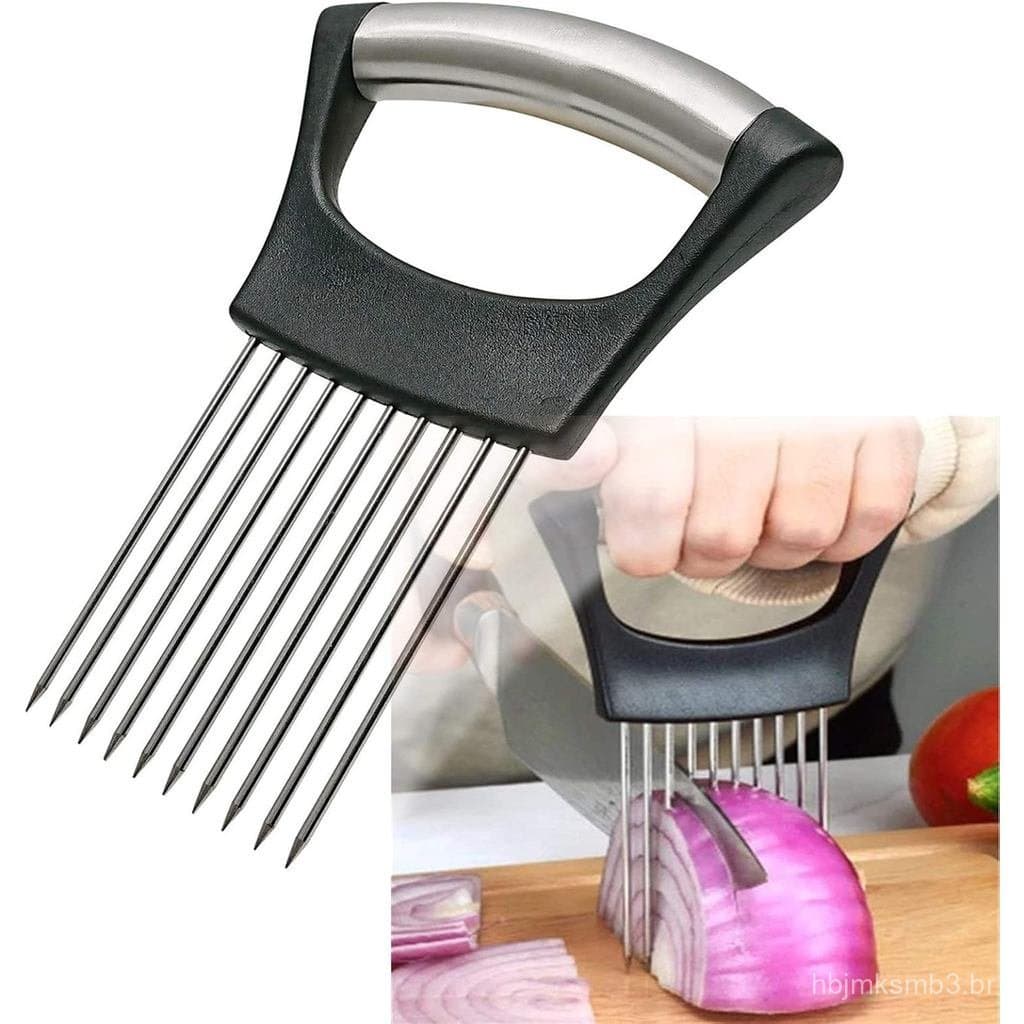 Suporte de Aço Inoxidável para Cortar Cebolas, Suporte para Fatiar Cebolas, Cortador de Cebolas para Fatiar Cebolas, Tom