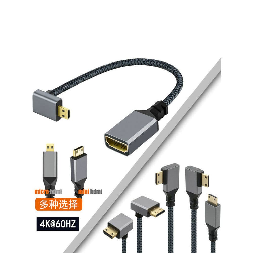 Mini adaptador hdmi 4K60hz HD macho para fêmea cabo de extensão de cotovelo micro conversor de câmera