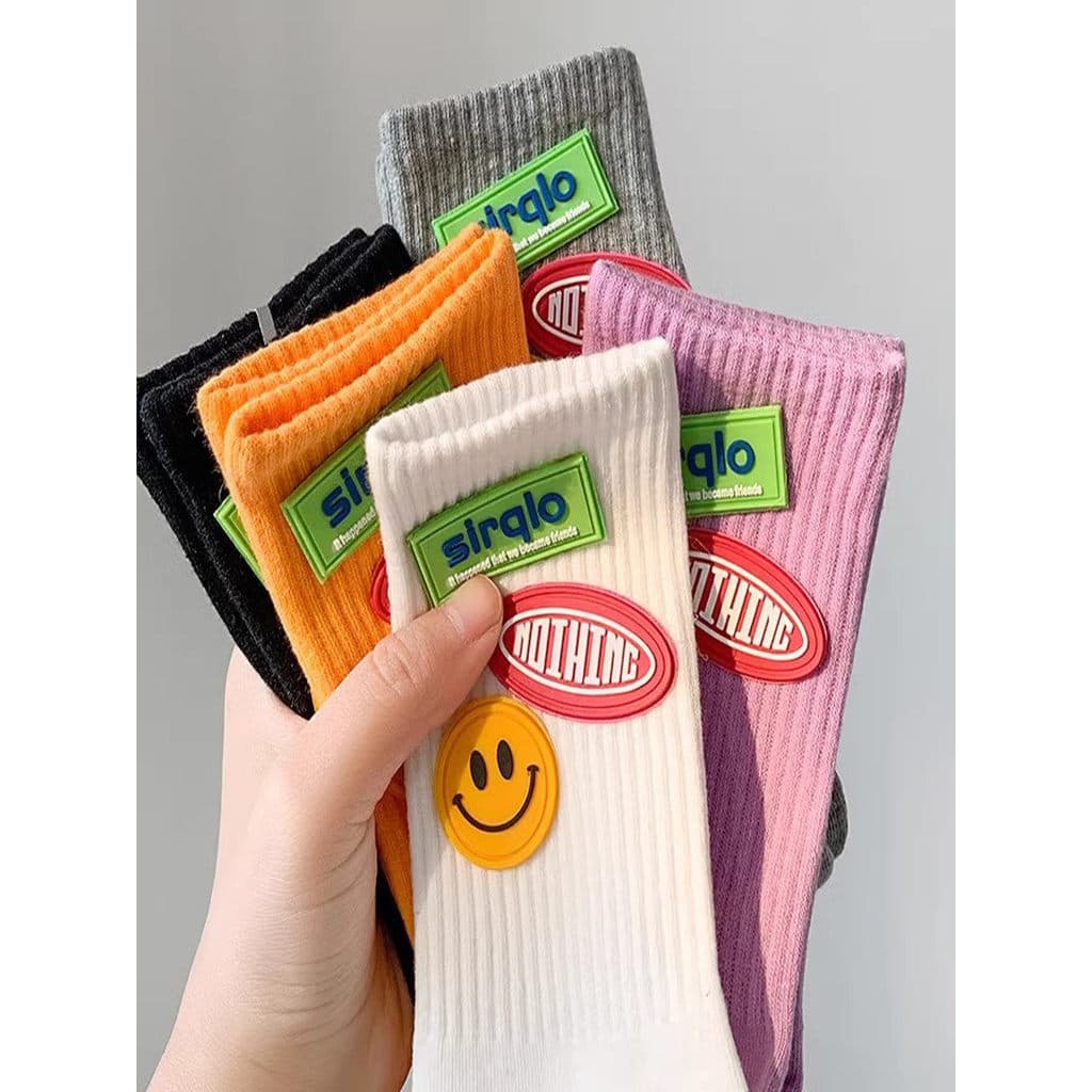 Calças de tubarão combinando meias femininas de cano médio primavera outono algodão puro ins estilo influenciador modern