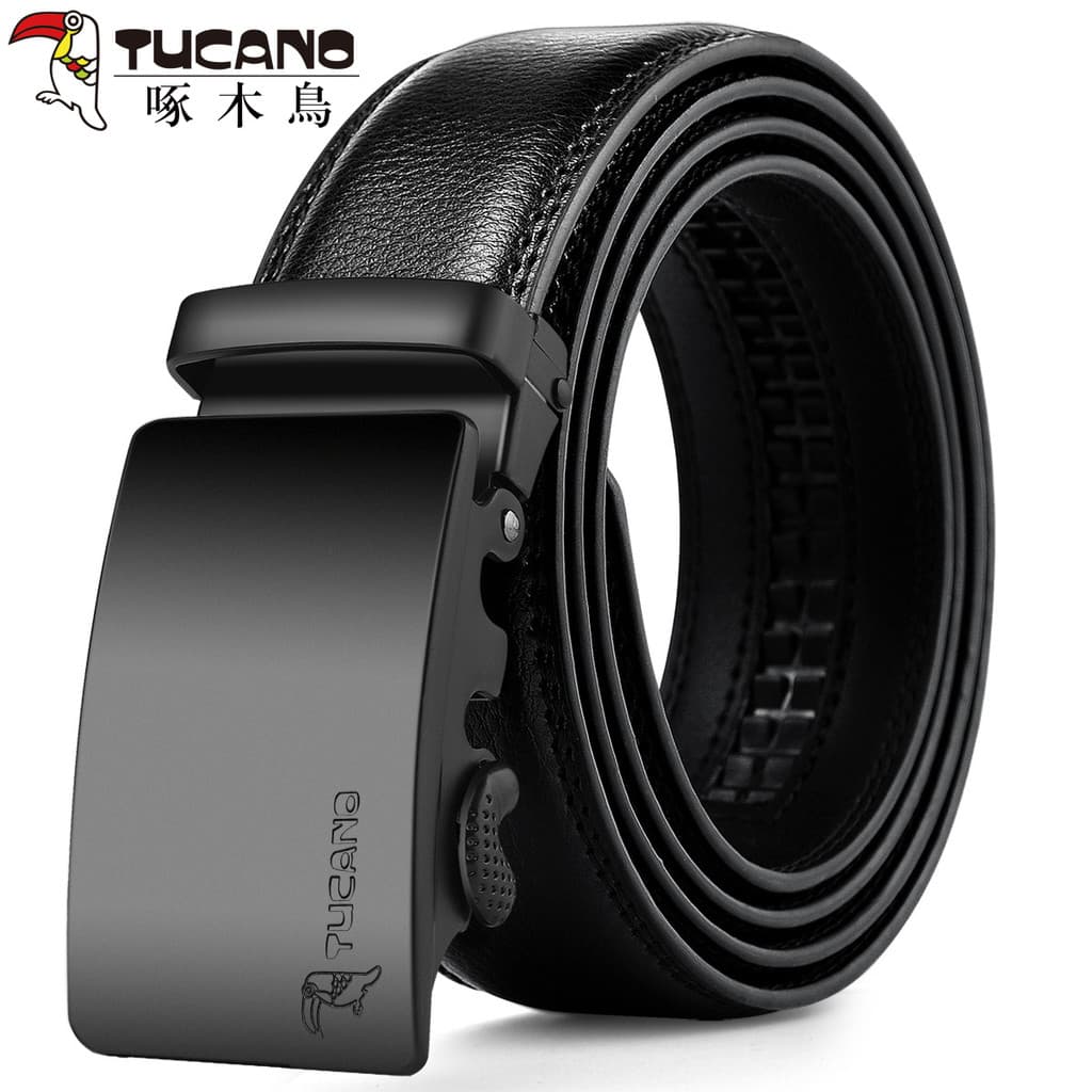 Novo cinto de pica-pau masculino couro genuíno negócios simples fivela automática cinto calças juventude Casual All-Matc