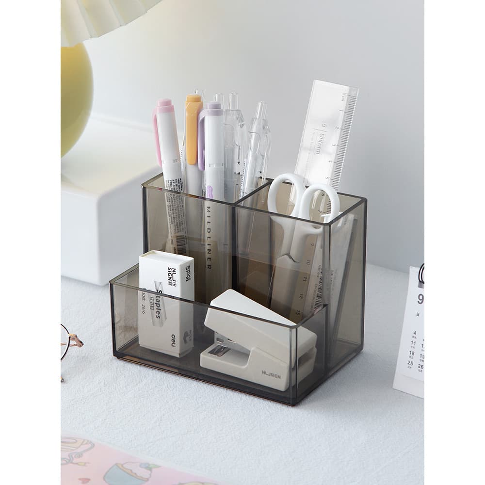 Suporte de caneta caixa de armazenamento estilo simples escritório desktop multifuncional papelaria transparente acrílic