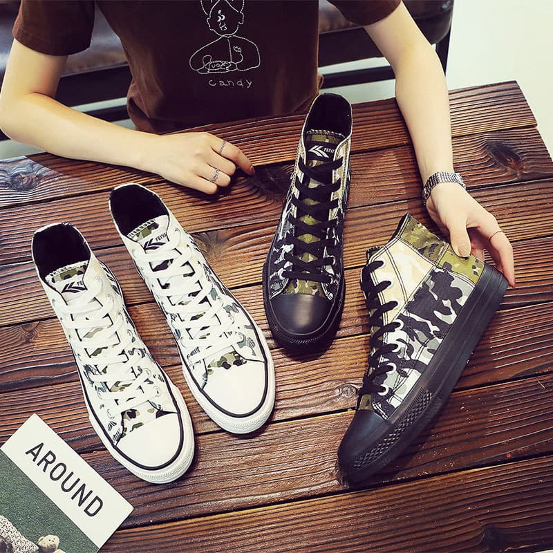 Primavera sapatos de lona de alta qualidade sapatos masculinos 2026 novo estilo Popular mudança camuflagem versão corean