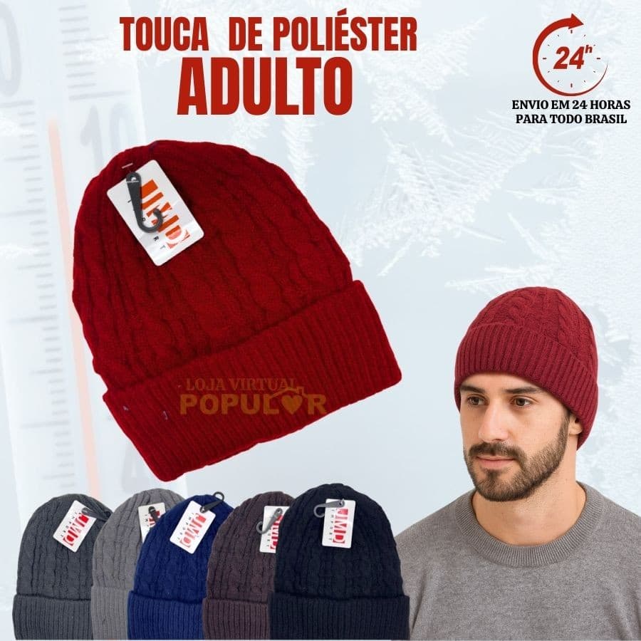 Touca de Lã Forrada para Inverno Modelo Unissex Poliéster Gorro Costura Reforçada