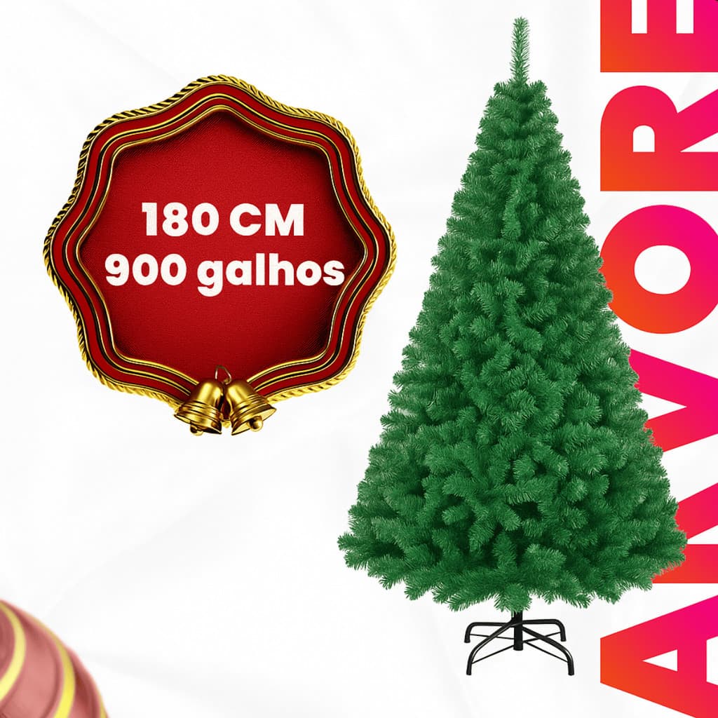 Árvore de Natal 2,10 Metros 1200 Galhos 1,80 Metros 900 Galhos Pinheiro Verde Cheia Luxo 180cm 210cm