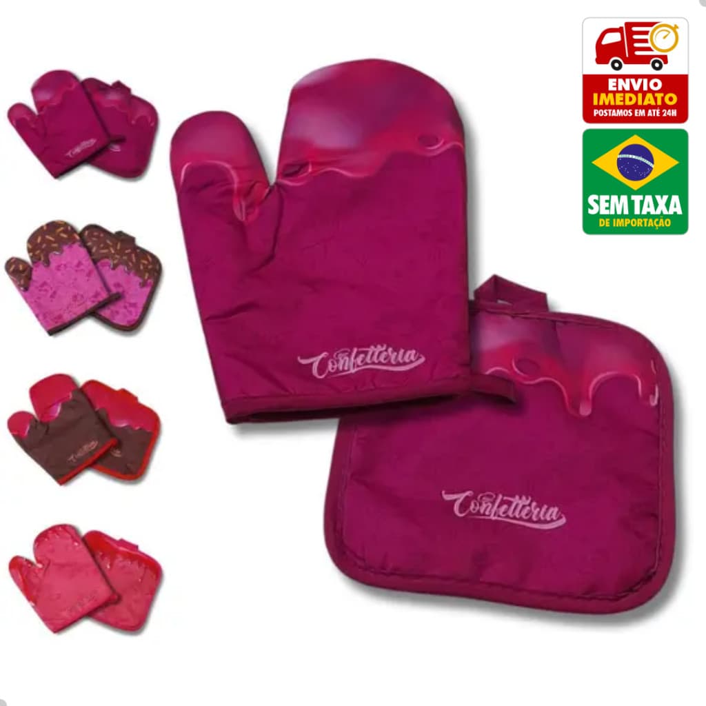Kit Luva Térmica + Descanso de Panela Caldas Wellmix Proteção Cozinha Dia a Dia