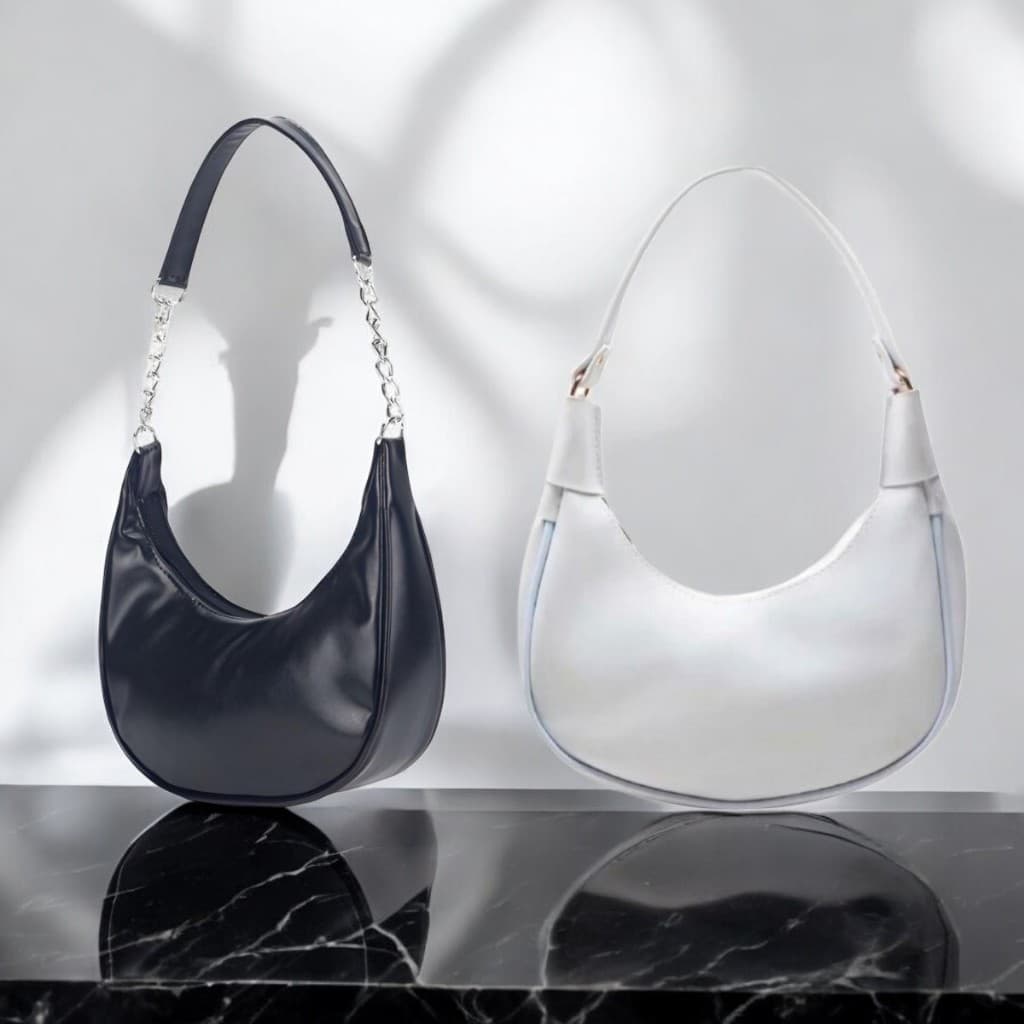Kit 2 Bolsa Feminina Meia Lua de Corrente de Ombro Pequena Lisa de qualidade Envio