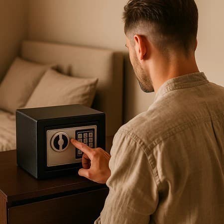 Cofre Eletrônico Digital em Aço com Teclado Senha 2 Chaves Resistente Anti-Furto Casa Reforçado