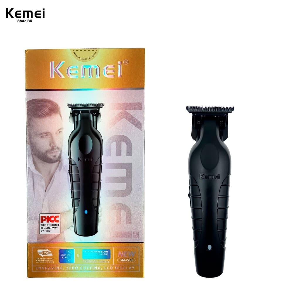 Aparador De Cabelo Com Lâmina Ajustável KEMEI , Profissional , USB , Máquina De Cortar Km-2299 Dupla Tensão